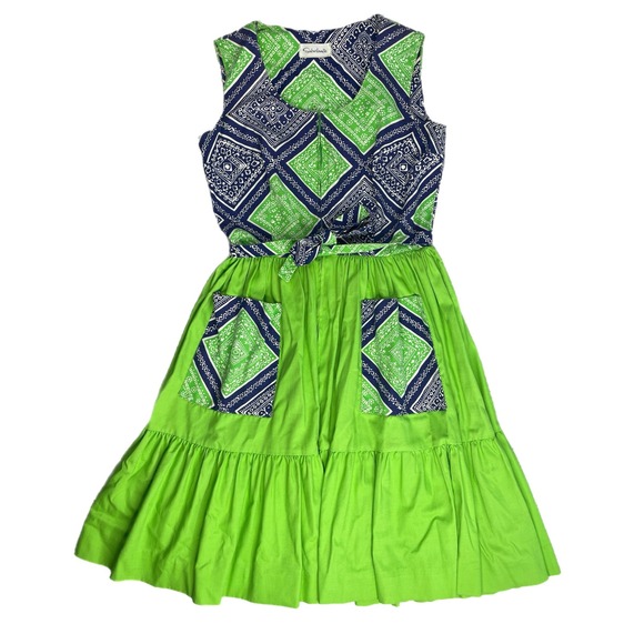 Vintage 70s Sundress s / m  Bandana Print Sleeveless Tiered Dress trad tradwife - Picture 1 of 3